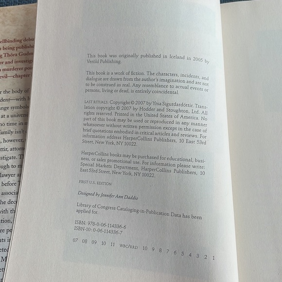 Last Rituals (An Icelandic Novel) Yrsa Sigurdardottir. Mystery. Secret symbols. - Picture 5 of 10